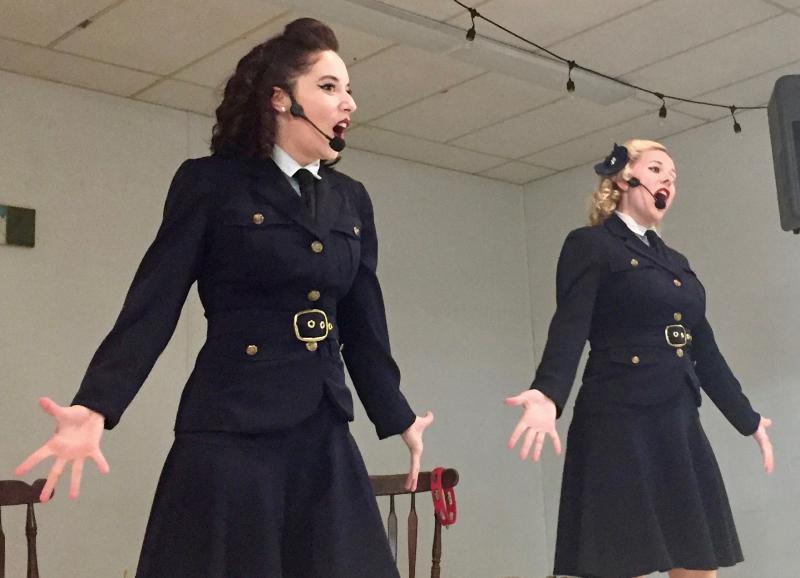 Courtney Groves and Erinn Diaz perform at the First Congregational Church Fellowship Hall on April 23. Hosted by the Veterans of Foreign Wars Department of Massachusetts, the event benefited Honor Flight New England. BY JAIME REBHAN